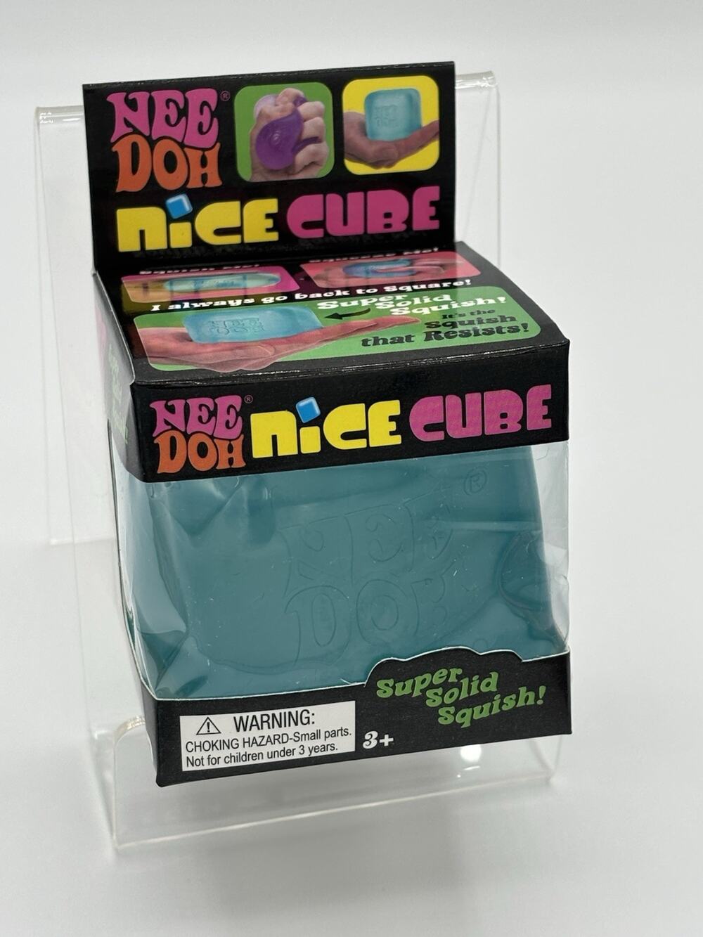 Nee Doh Nice Cube Squeeze Ball, Super Solid Squish Stress Reliever Toy, Blue